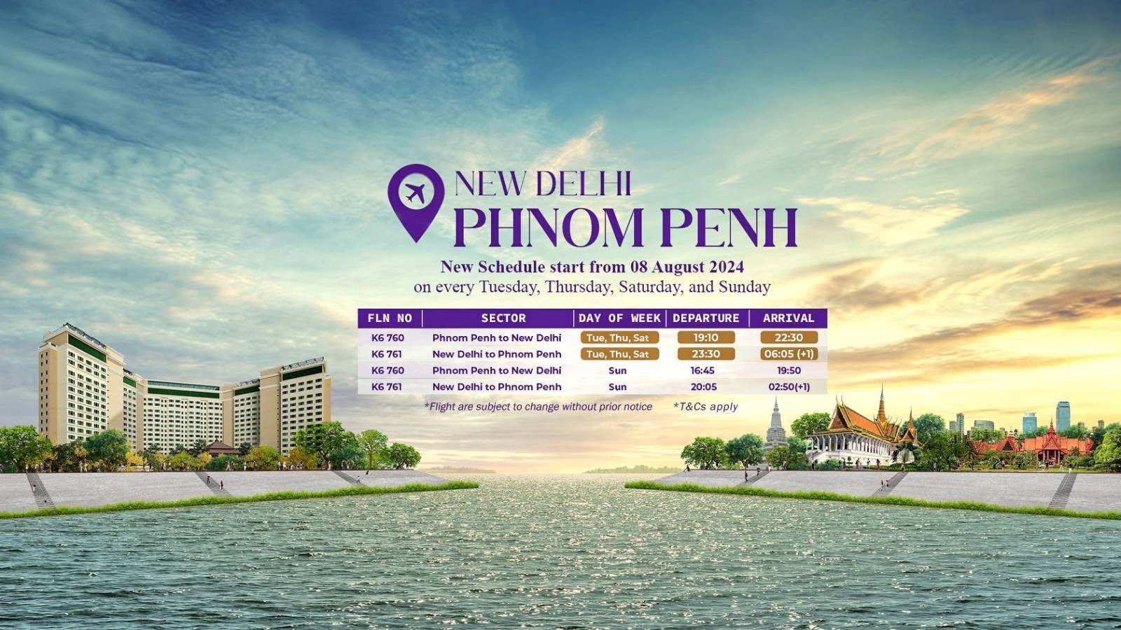 New Route from New Delhi to Phnom Penh
